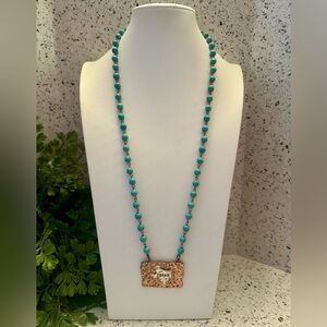 TEXAS state pendant necklace on Howlite bead strand
